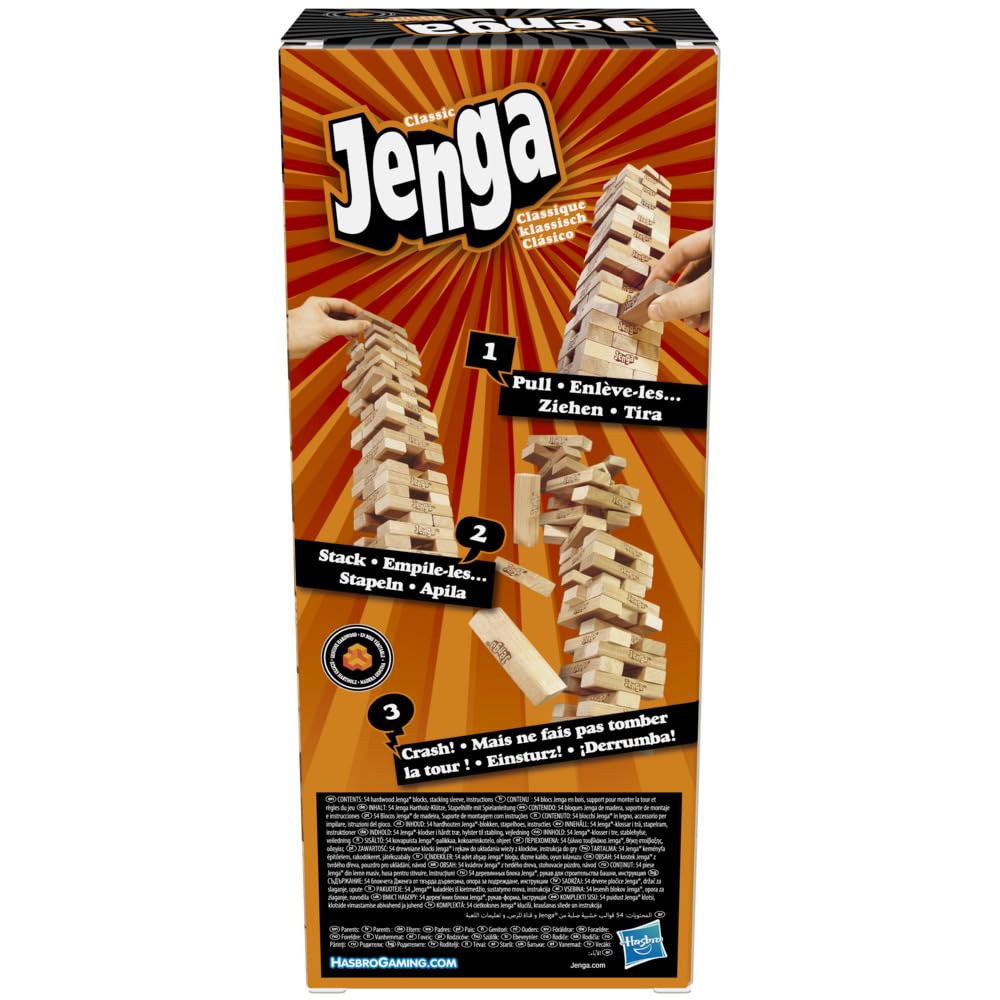 Jenga Game | The Original Wood Block Game With Genuine Hardwood Blocks | Stacking Tower Game | Ages 6+ | 1 Or More Players | Party Games For Kids | Family Games