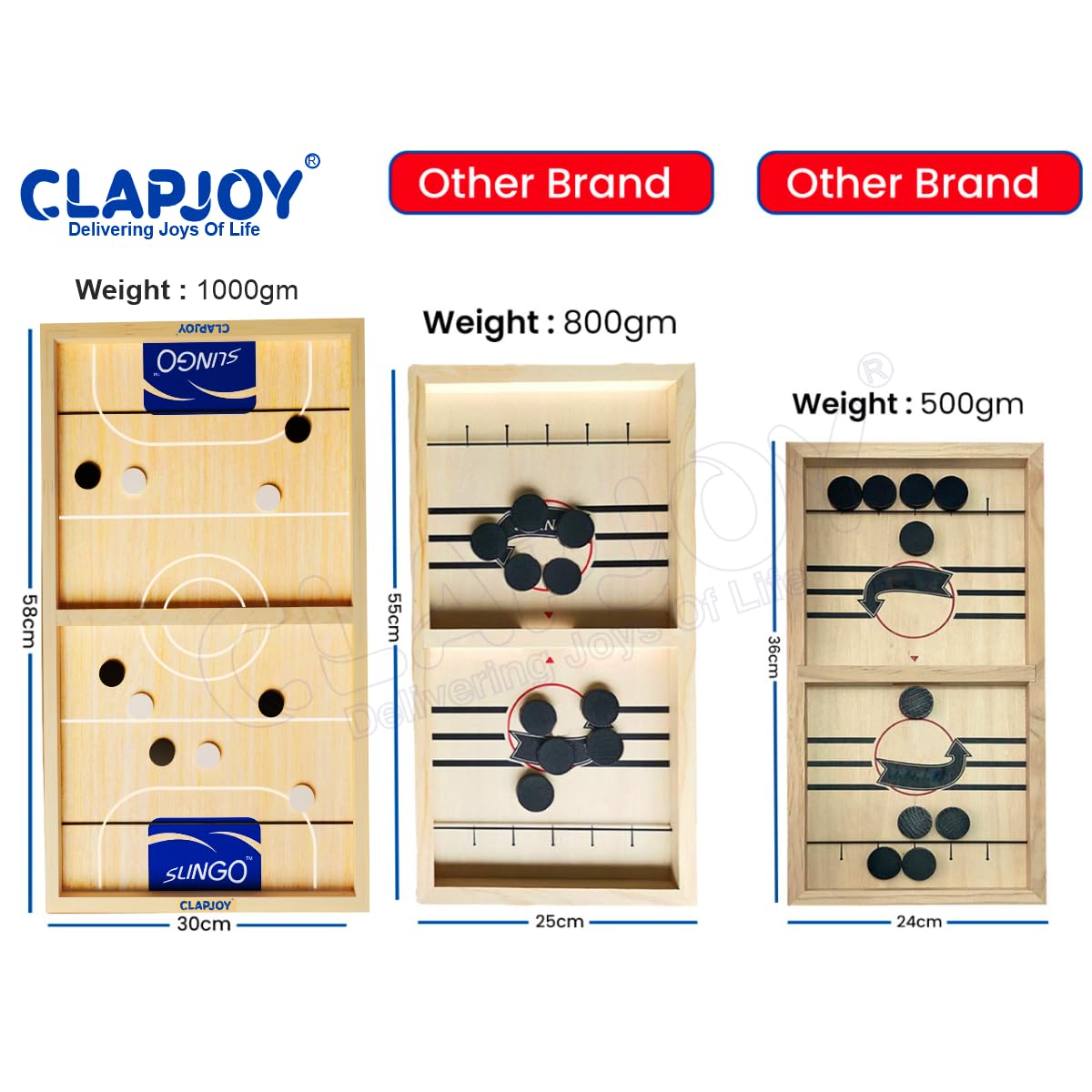 Clapjoy Slingo 2 In 1 Fastest Finger First Board Games For Adults & Kids Wooden String Hockey Game Sling Puck Board Hockey Toy P