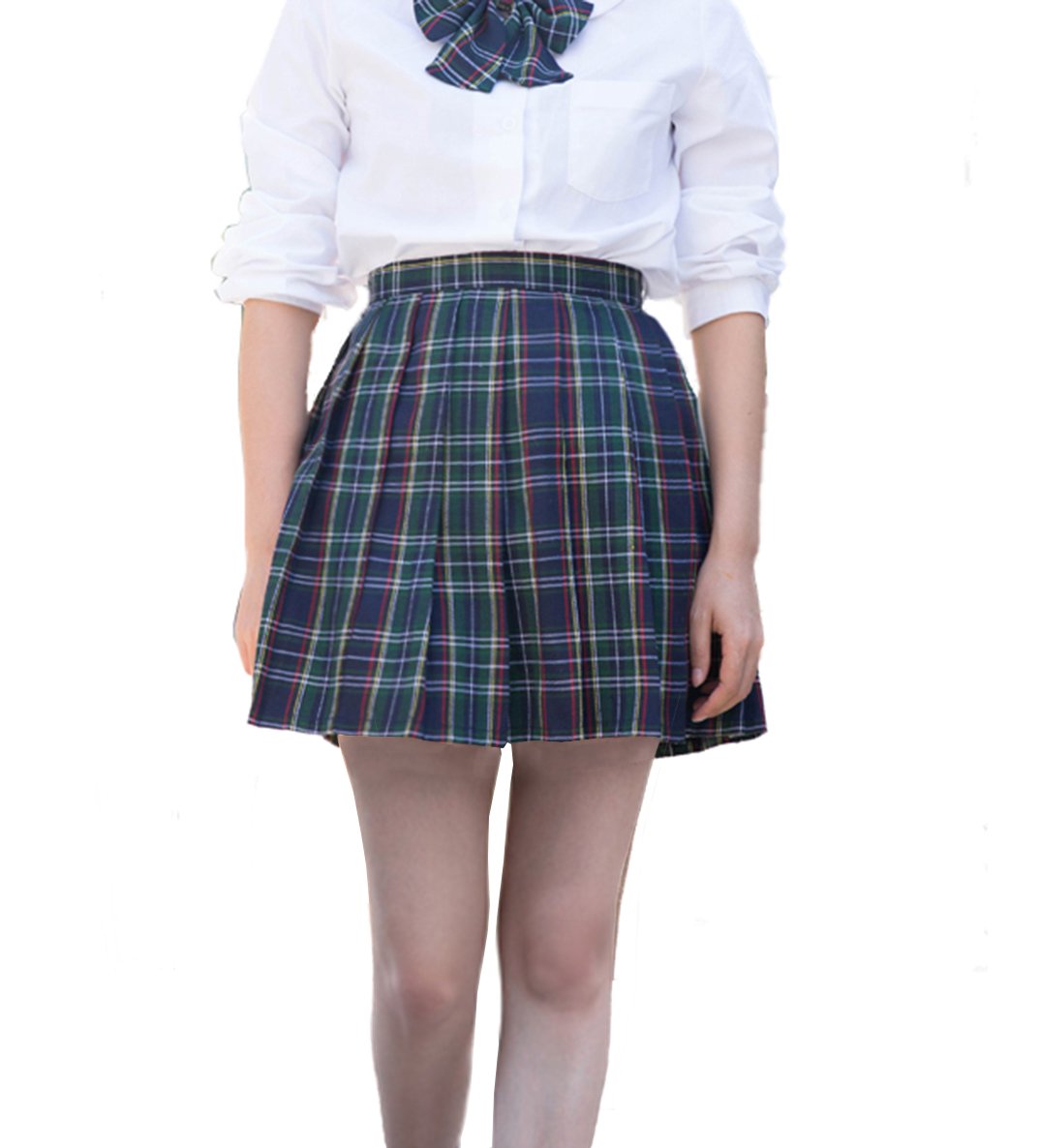 Women`S A-Line Pleated Stripe Plaid Summer Skirt(Xl,Yellow Green Red Stripes)