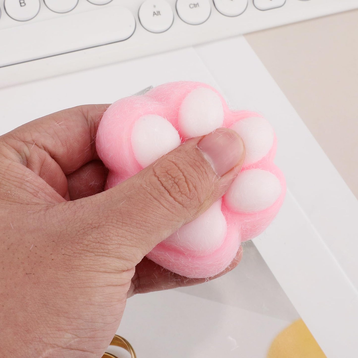 Peutier Cat Paw Squeeze Squishy Toys, Plastic Taba Soft Cat Paw With 10 Mini Balls Novelty Kawaii Jelly Kitty Paw Soft Stress Re