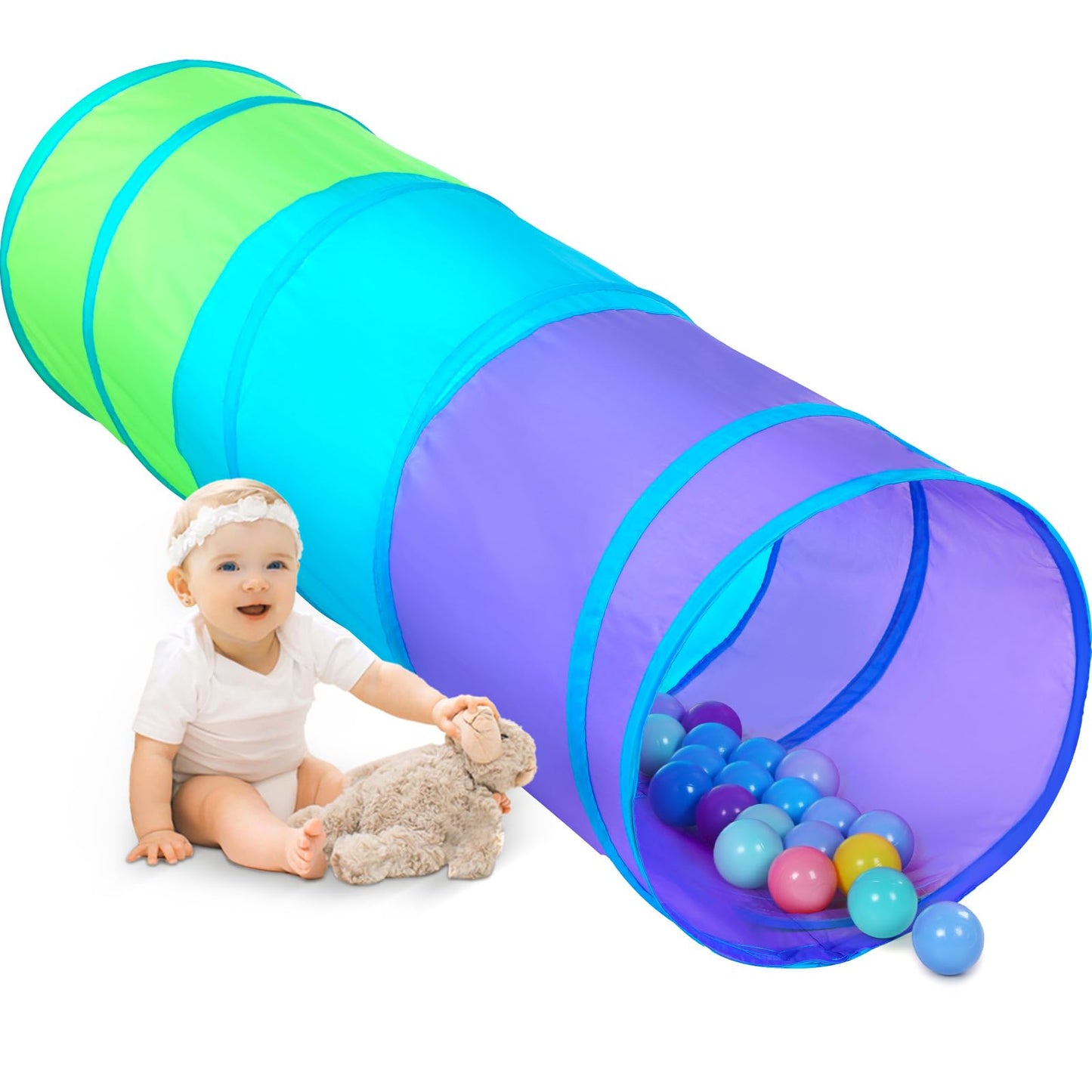 Moncoland Kids Play Tunnel Tent For Toddlers, Colorful Pop Up Crawl Toy Baby Infant Children Or Dog Cat Pet, Collapsible Gift Boy And Girl Game (Colorful Kids Tunnel)