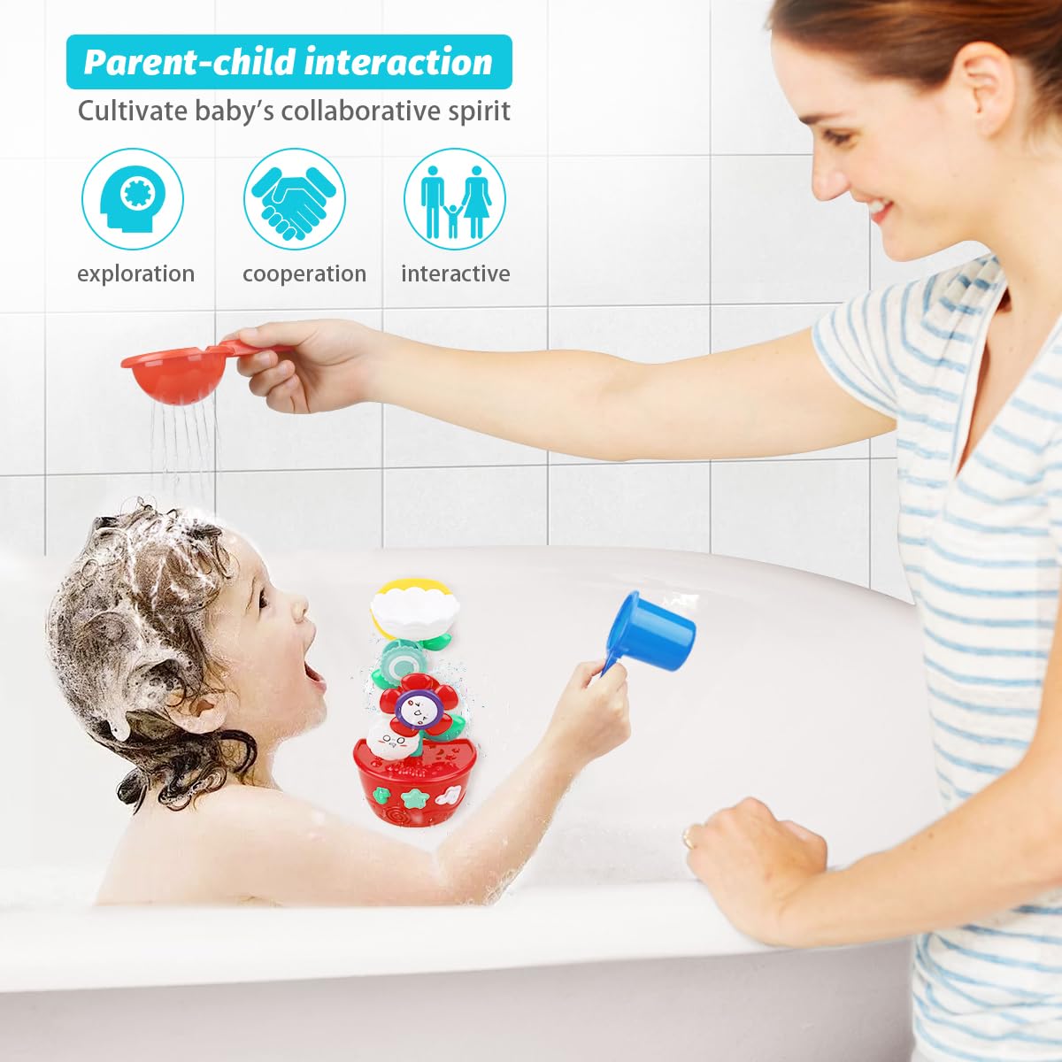 Girl Bath Toys For Kids 1-3 Bathtub Toys For Toddlers Water Tub Toys For Babies 1 2 3 Year Old Girls Boys Gifts With 1 Mini Sprinkler 2 Toys Cups Gifts Ideal With Color Box