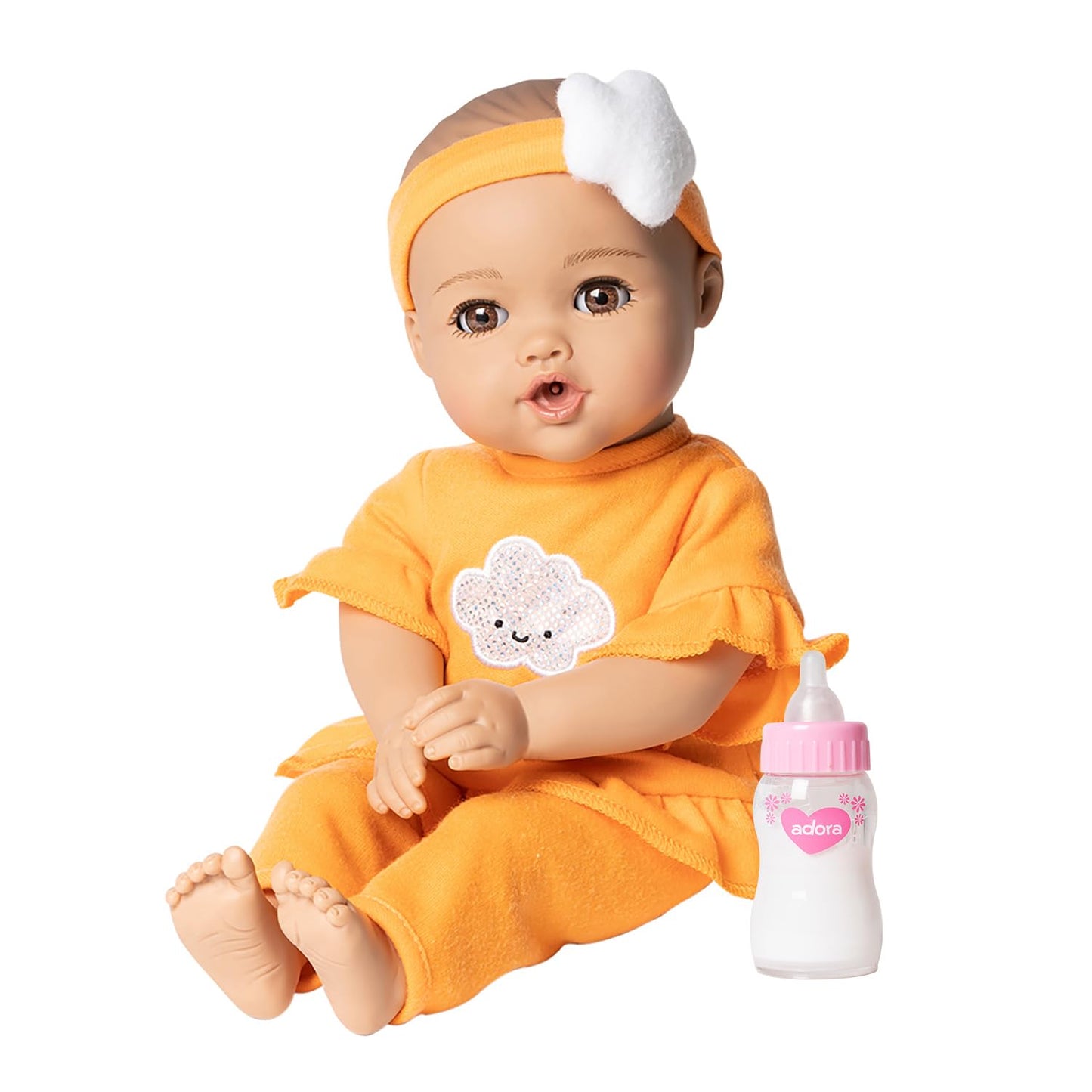 Adora Nurture Time Babies 13 Inch Baby Doll And Clothes Set With 3 Touch Activated Features Birthday Gift For Kids Ages 1 And Up - Sweet Orange