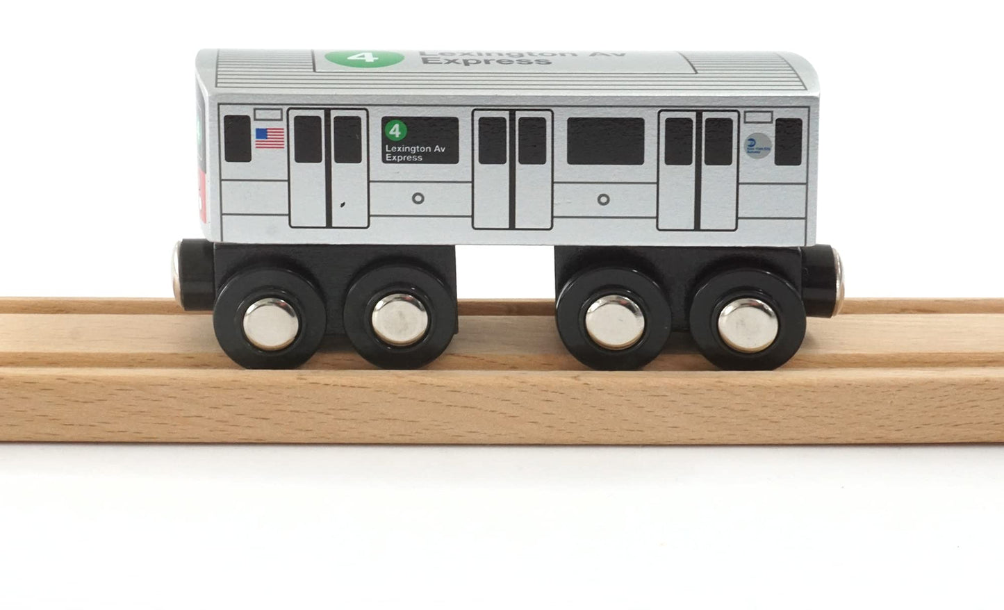 Muni Pals Munipals New York City Subway Wooden Railway (A Division/Irt) 4 Train/Lexington Av Express–Child Safe And Tested Wood Toy Train