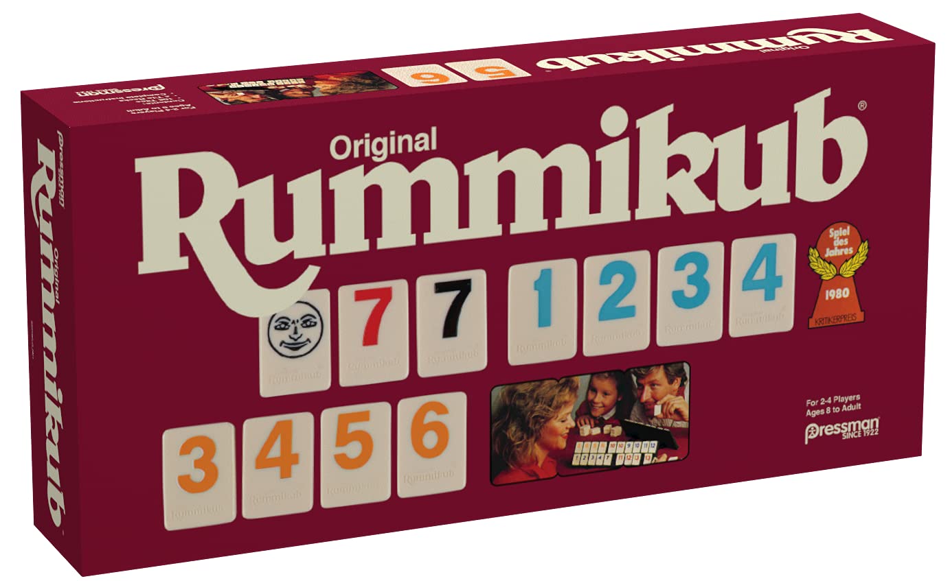 Pressman Original Retro Style Large Numbers Rummikub - Includes Tiles With Bright, Over-Sized, Inset Numbers For Easy Viewing, M