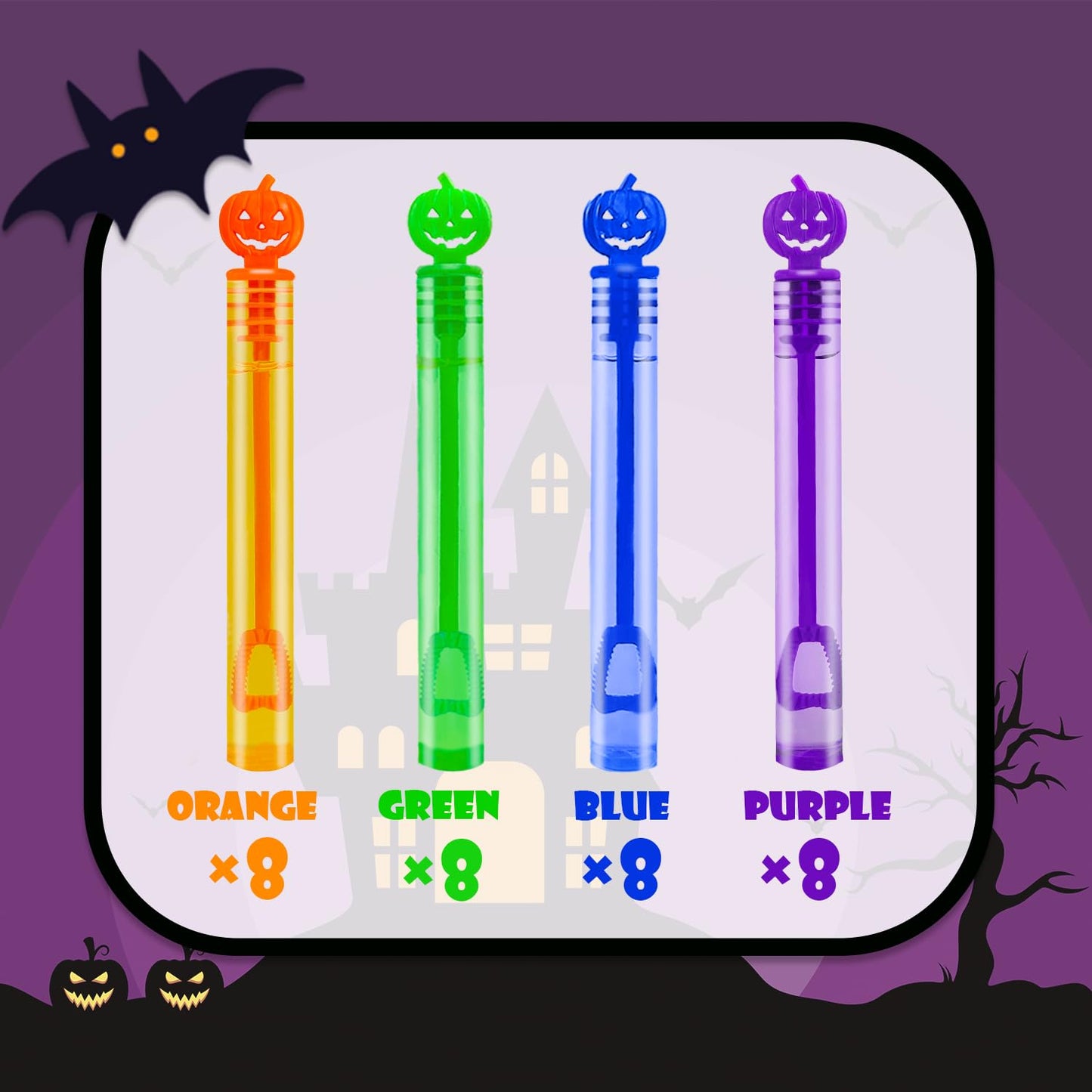 Kannove Halloween Treats Non Candy For Kids, Mini Bubble Wands For Toddlers 32 Pack, Halloween Party Favors Supplies Basket Good