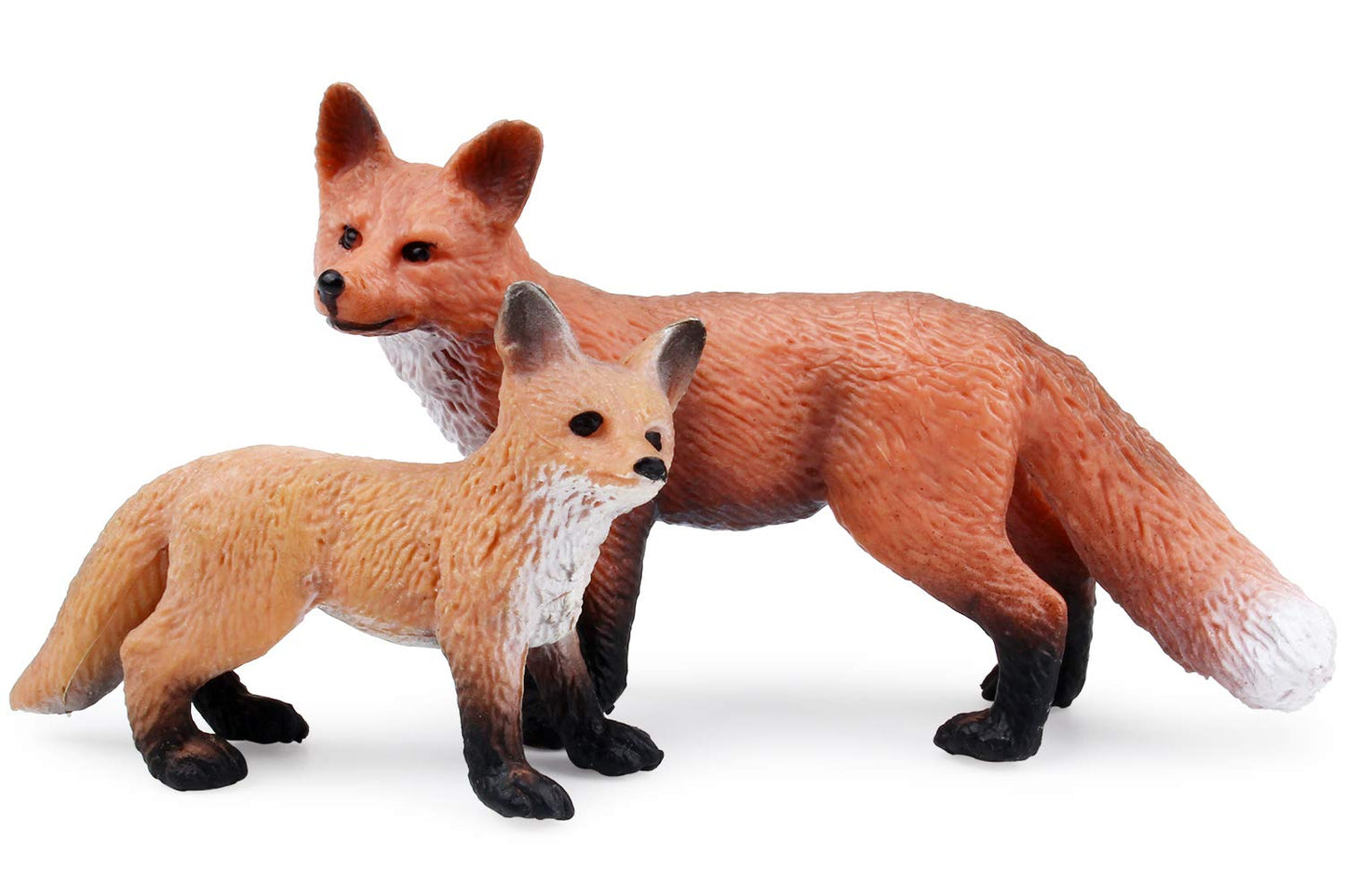 Uandme Fox Toy Figures Set Includes Arctic Fox & Red Foxes Figurines Cake Toppers (5 Foxes)