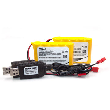 (2-Pack) 6V 900Mah Aa Ni-Cd Rechargeable Battery With Usb Charger Cable For New Huina 540 Dump 520 Rc Bulldozer And 510 Excavato
