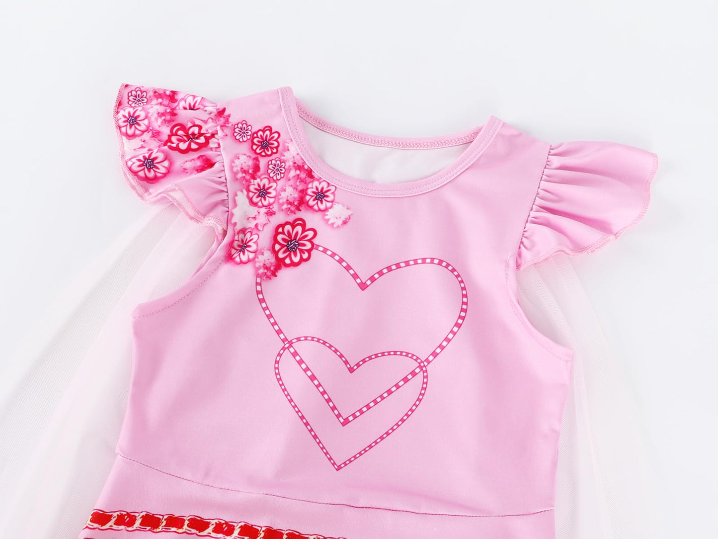 Wonderbabe Girls Red Costume Kids Pink Dress Princess Cosplay Outfits For Birthday Party Size 5-6T