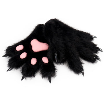 HAOAN Furry Fur Cat Wolf Fox Dog Fluffy Animal Paws Claws Gloves Mittens Hands Costume Cosplay Halloween Christmas for Kids