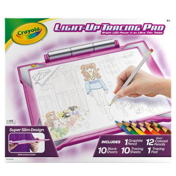 Crayola Light Up Tracing Pad - Pink, 12"W x 11"H, Plastic Art Kit for Kids, Model 04-0908, Easter Gifts for Girls & Boys, 6