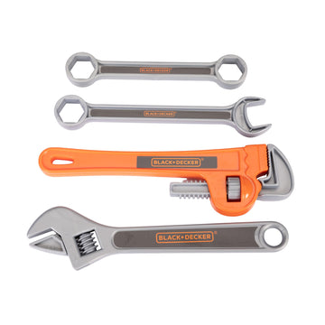 BLACK+DECKER Kids Tool Bag Set 13-Piece Junior Roll Up Bag Pretend Play Tools, Hammer, Phillips Screwdriver, Pliers, Adjustable