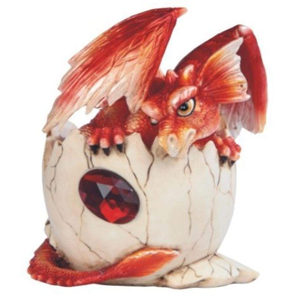 Stealstreet Red Baby Dragon In Eggshell With Gem Figurine, 4.75'