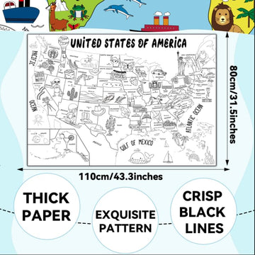 Naozinebi World Map Coloring Poster For Kids Giant Coloring Poster Large World Map Coloring Tablecloth Jumbo Coloring Books For