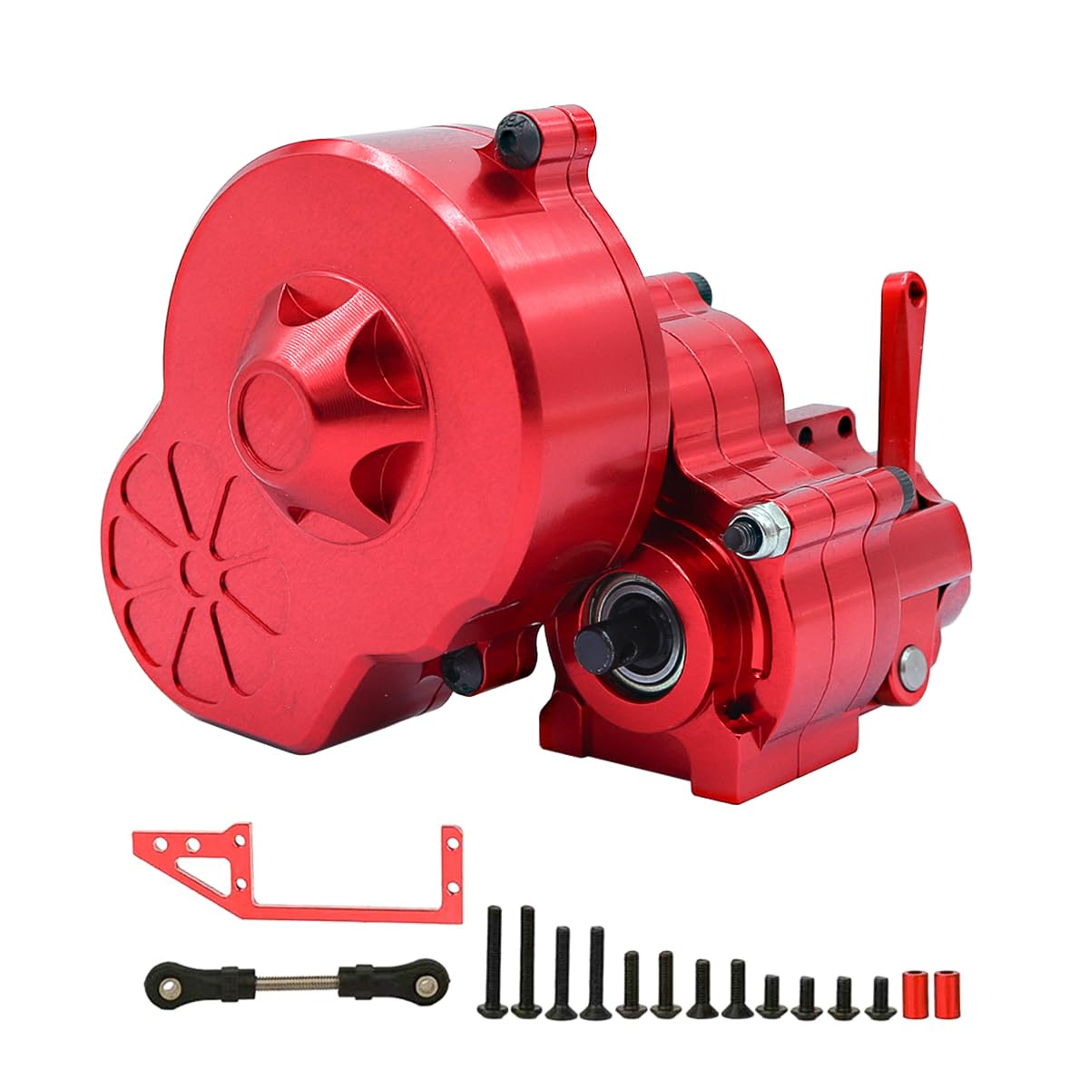 Metal Complete Transmission Cutoff Gearbox with Dig Gear for 1:10 Axial SCX10 AX10 Wraith RC Crawler Car (Red)