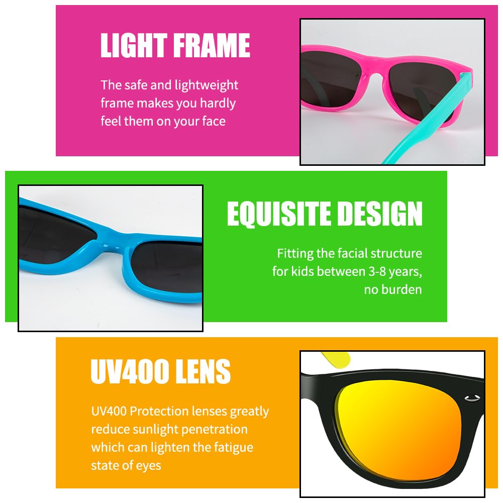 Aggkky Kids Sunglasses Bulk, 16 Pack Kids Sunglasses Party Favors, Neon Kids Sunglasses Bulk For Boys Girls With Uv400 Protectio