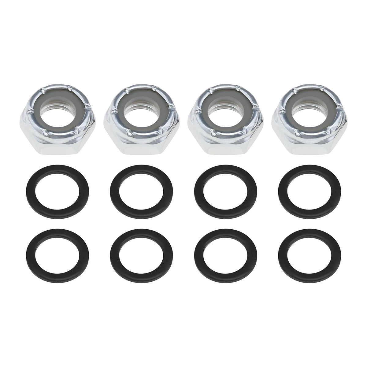LT Easiyl 8Pcs M8 Skateboard Lock Nuts Set Heavy Duty Skateboard Truck Axle Washers Speed Rings Accessories for Skateboard Silve