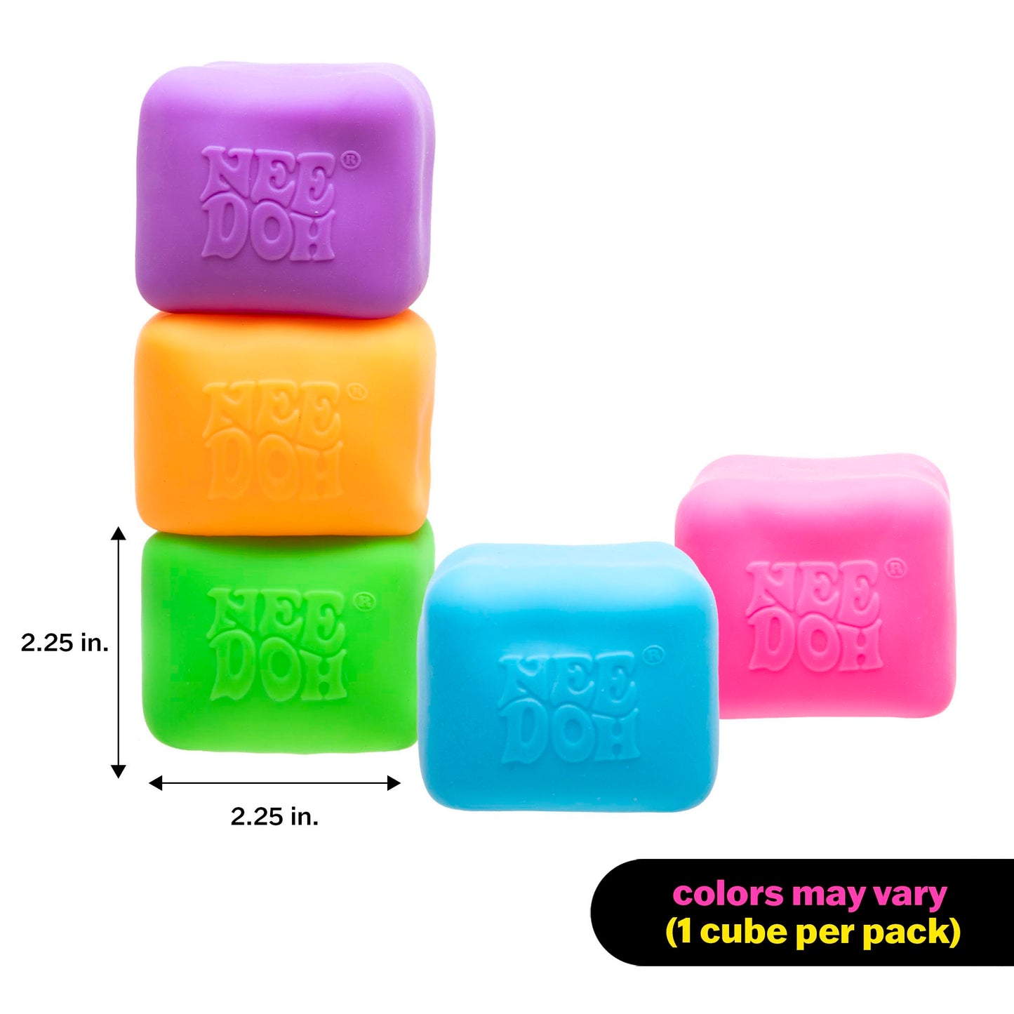 Schylling Needoh Nice Cube Glow - Sensory Toy With A Super Solid Squish - Glows In The Dark And Always Returns To Its Square Sha