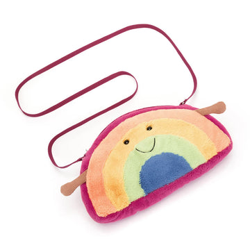 Jellycat Amuseables Rainbow Plush Bag, 10 inches - Crossbody and Shoulder Purse - Fun and Unique Handbag