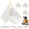 4 Teepee Tent For Kids, Sleepovers Tent For Kids, Inflatable Airbed With Mattresses,Star Lights, Fitted Sheet,Charging Pump, Bir