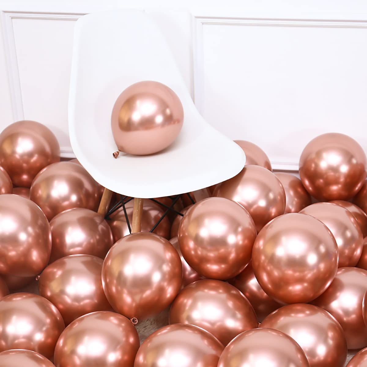 Kalor 12 Inch Metallic Rose Gold Balloons, 50 Pcs Latex Helium Metallic Balloons For Kid'S Birthday Party, Baby Shower, Wedding, Graduate Party Decorations