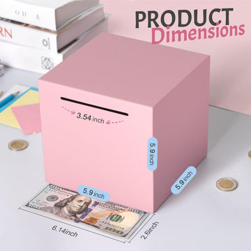 Piggy Bank For Adults Must Break To Open, Unbreakable Adults Piggy Bank Made Of Stainless Steel, Metal Saving Bank (Pink, 5.9-In