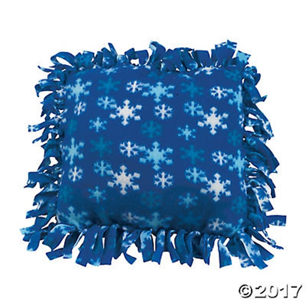 Fun Express Winter Fleece Tied Pillow Craft Kits for Girls Ages 4-12 DIY Kids Crafts Set Makes 6 Snowflake Pillows | Easy No-Sew