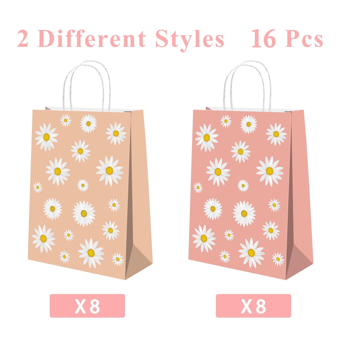 16Pcs Daisy Gift Bags With Handle Daisy Birthday Party Decorations Daisy Goodie Bags Daisy Party Decorations Daisy Party Favors