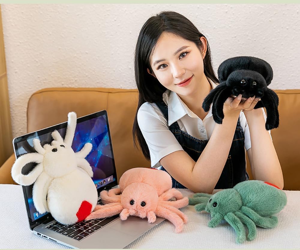 Joson 10 Inch Halloween Cartoon Spider Plush Toy, Cute Spider Plush Toy, Boys Girls Bedroom Party Decoration (Green)