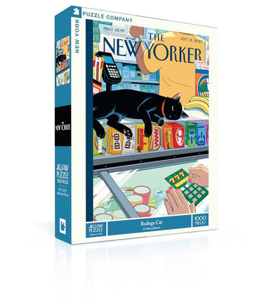 New York Puzzle Company 1000 Piece Jigsaw Puzzle - New Yorker Bodega Cat by R. Kikuo Johnson - Cardboard