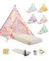 Heypappy 6 Pack Teepee Tent For Kids With Inflatable Airbed, Light, Toddler Tent Children Room Tents, Slumber Party Sleepover Te