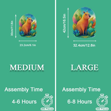 YJacuing Wooden Jigsaw Puzzles for Adults, 200 Piece Unique Animal Shaped Premium 5mm Wood Puzzles Family Game (Capybara, Medium