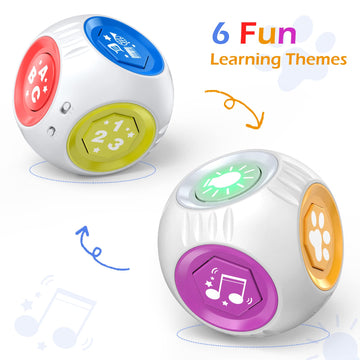 Talkfun Bilingual Musical Learning Cube - Educational Toy for Toddlers 1-2 Years, ABS Material, English & Spanish, Medium Size