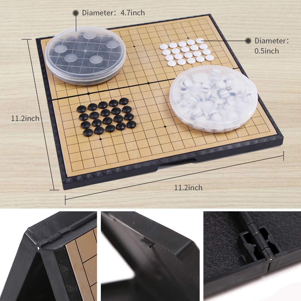 Songyun Magnetic 19X19 Go Game Set 11-Inch Folding Board With 361 Magnetic Single Convex Plastic Go Stones - Portable Travel Go