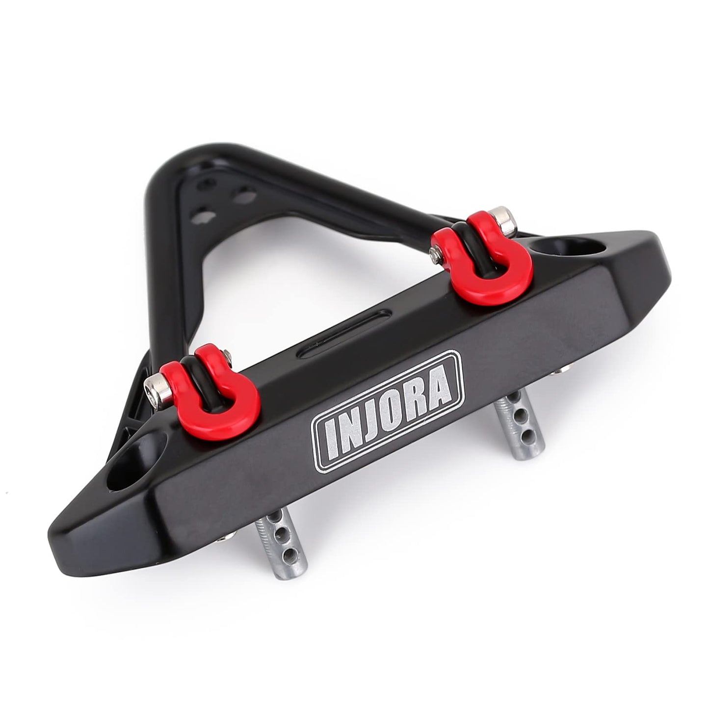 INJORA RC Front Bumper 1/24 Metal Bumper with Lights for SCX24 Gladiator Bronco JLU Deadbolt C10 B17 Axial Upgrade Parts(A)