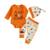 Lukivech My 1st Halloween Baby Boy Outfit Letter Print Long Sleeve Romper Pumpkin Ghost Spider Long Pants Hat 3Pcs Set (AA-Orang