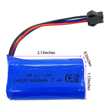 Threeking 7.4V 600mAh Blue Rechargeable Li-ion Battery with USB Charger for RC Cars, Trucks, and Boats
