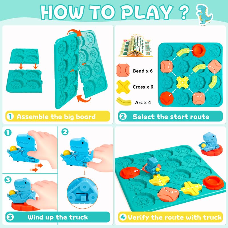 Board Games For Kids Toys For Girls Boys Ages 5-7 Year Old Girl Birthday Gifts Boys Toys, Logic Puzzles Road Builder, Preschool