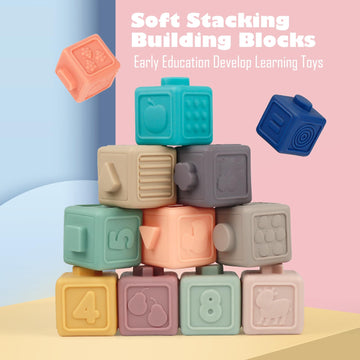 Montessori Toys Soft Stacking Building Blocks Rings Balls Sets 3 In 1 Baby Toys Bundle For Babies 6-12 Months Sensory Toys For Toddlers 1-3 Teething Bath Toys For Infants Learning Toy