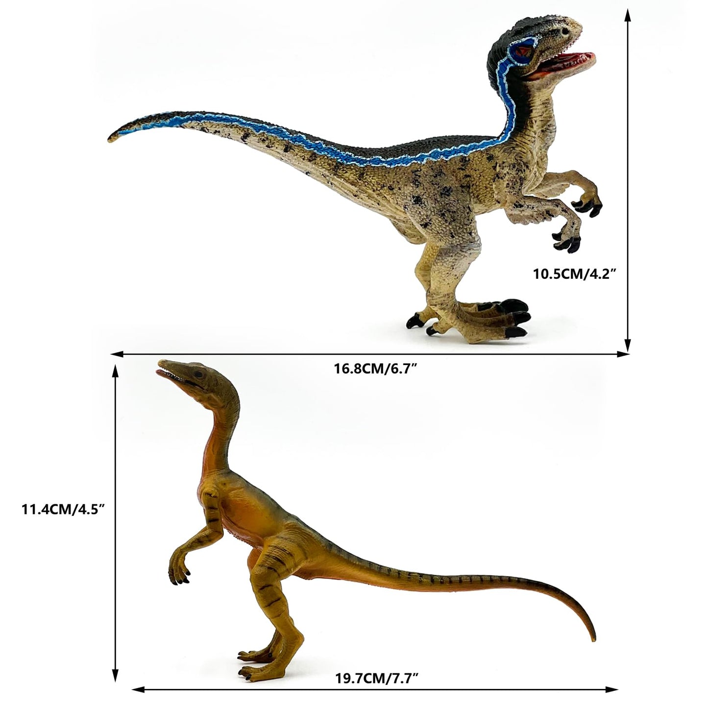 Gemini&Genius Velociraptor Compsognathus Dinosaur Toys, Dinosaur Action Figures With Moveable Jaw And Hands, Realistic Dinos Toys, Great Gift For Kids Or Dino Lovers Collection And Display