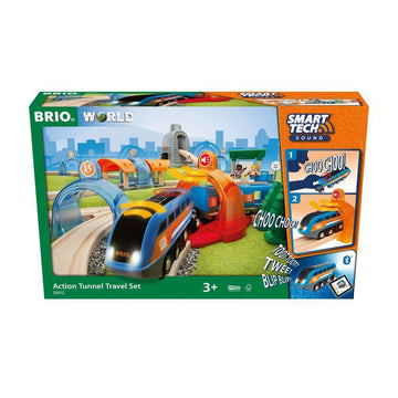 Brio 33972 Smart Tech Sound Action Tunnel Travel Set - Interactive Toy Train Set For Kids | Age 3+ | Exciting Sound Effects | Compatible With Other Brio Sets | Forestry Stewardship Council Certified