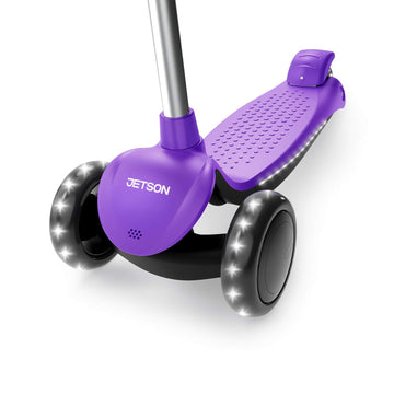 Jetson Scooters - Lumi 3 Wheel Kick Scooter (Purple) - Kids Three Wheel Push Scooter With Adjustable Height Handlebars - Ultra-Lightweight Design With High Visibility Light Up Leds On Stem And Wheels