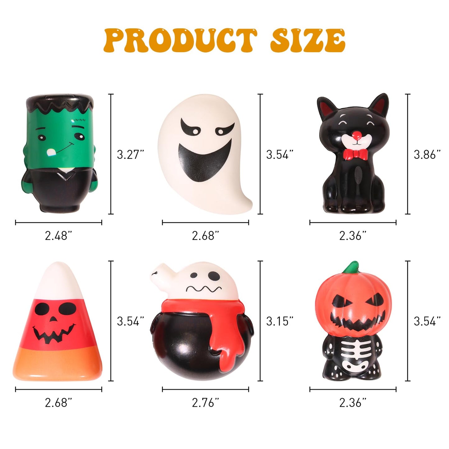 New 6 Packs-Halloween Squishies Toys Slow Rising, Gift Box Includes Ghost: Vampire,Pumpkin,Skull,Black Cat,Mummy,Bat, Halloween
