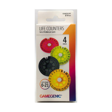 Life Counters Single Dials (4 Pack) | Count Life or Victory Points | Use with Tabletop Games Collectible Card Games and Living Card Games | enhanced Acrylic | Made by Gamegenic