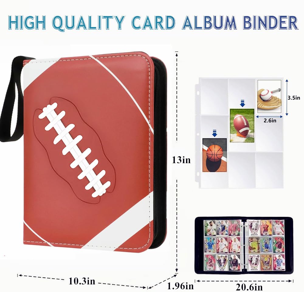 900 Pockets Trading Card Binder, Football Card Binder Album, Rugby Card Collector Album, Pu Leather Card Collector Folder For Mt
