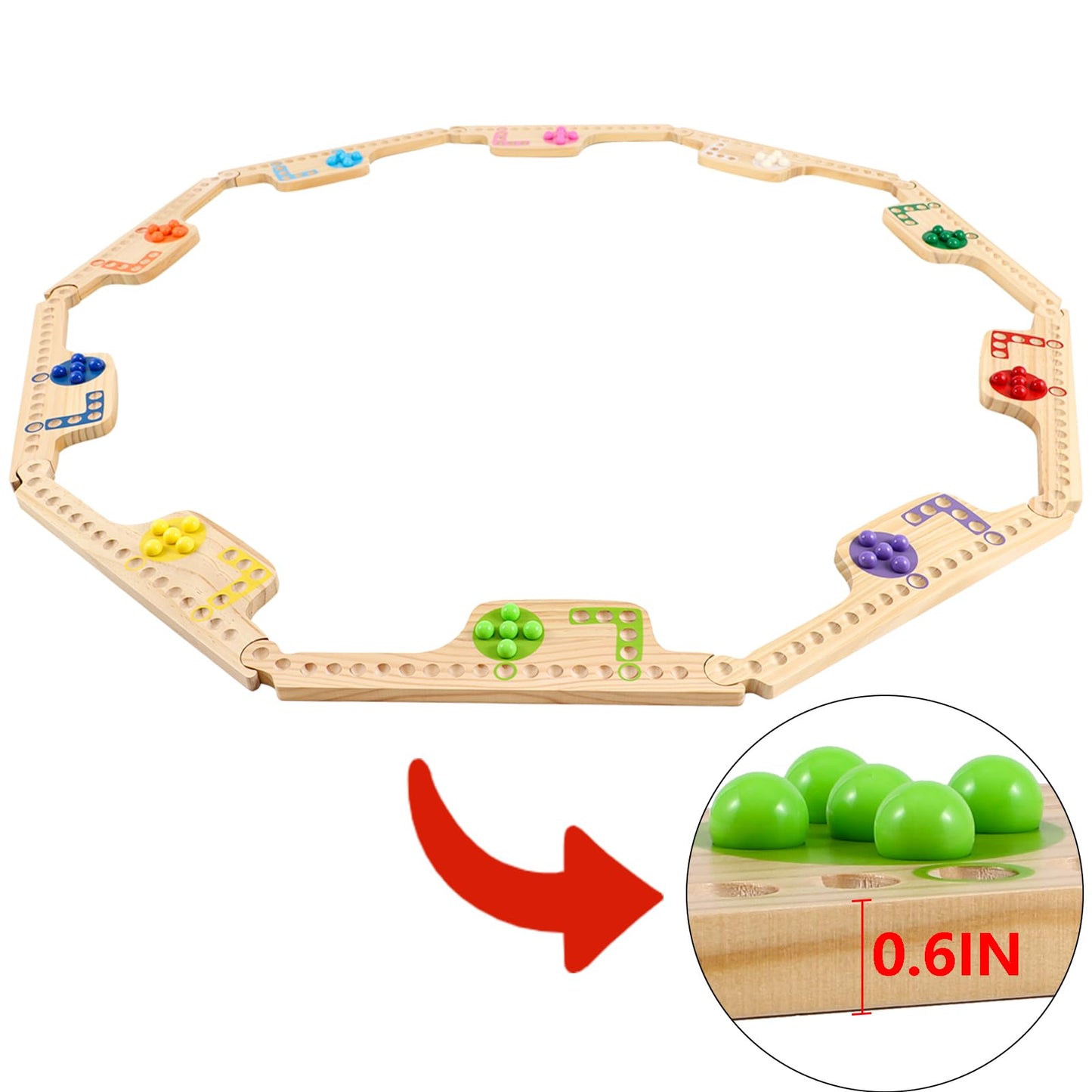 Grhonior 10 Players Marbles And Jokers Board Game Pegs And Jokers Card Wood Game Board Portable Multiplayer Boards Include 10 Co