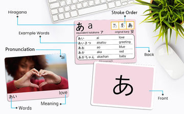 Spedemy 266 Hiragana Flash Cards - Learn Japanese For Adult Beginners - Colorful Photo Cards With Hiragana Words,Meaning,Pronunciation With Chart -Alphabet Flash Cards For Japanese Language Learning