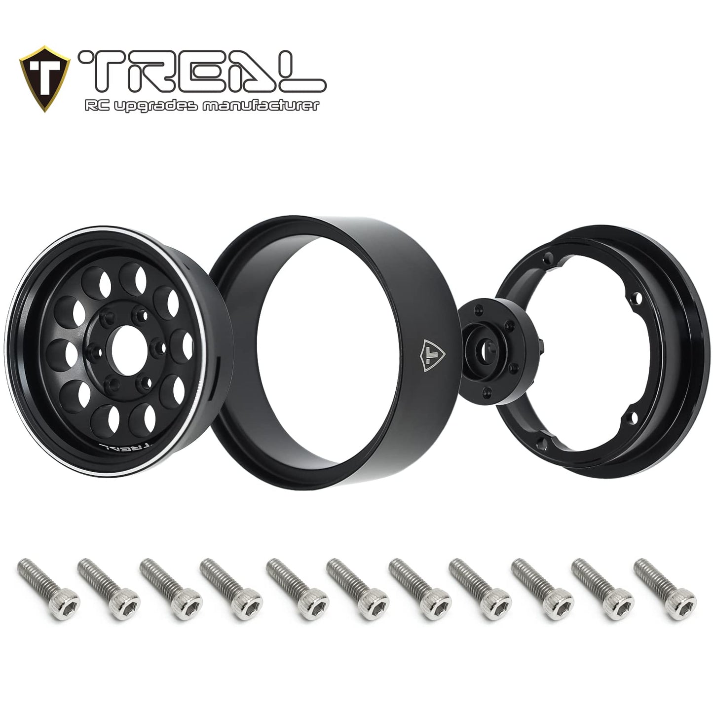 Treal Rc Wheels 4Pcs 1.9 Inch Beadlock Rc Rims Set For 1:10 Rc Crawler Compatible With Axial Scx10 Scx10 Ii 90046 Scx10 Iii Trx4