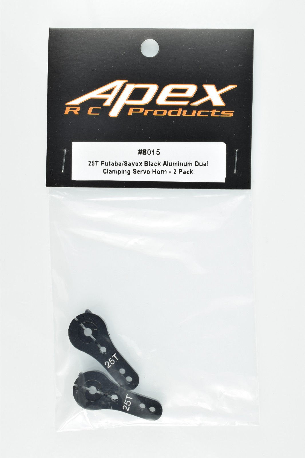 Apex Rc Products 25T For Futaba Black Aluminum Dual Clamping Servo Horn - 2 Pack #8015