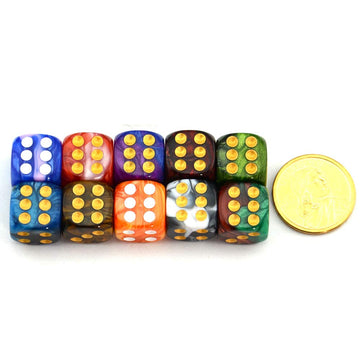 SmartDealsPro 10-Pack D6 Six Sided 16mm Dice Die for DND, MTG, RPG, Tenzi, Yahtze, Bunco, Table Borad Games, Math Teaching (Colo